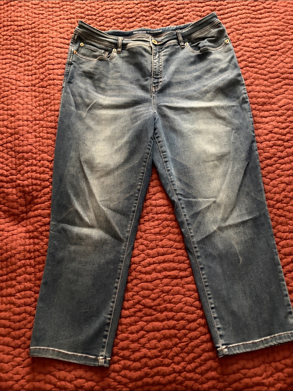 INC International Concepts Size 16 Women's Faded Blue Cropped Jeans